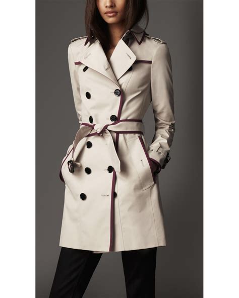 burberry everson contrast piping trench coat|burberry trench coats for women.